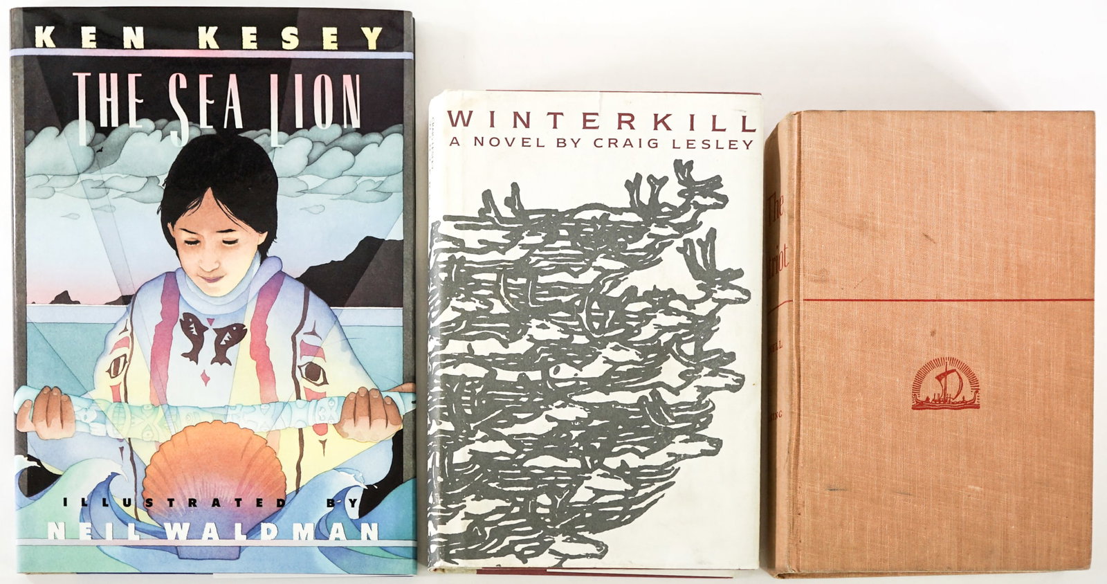 Author SIGNED (3) Books [Ken Kesey]: 1) The Sea Lion by Ken Kesey signed with drawing on front endsheet. Viking 1991 with unclipped dust jacket. 2) Winter Kill by Craig Lesley signed on title page. Houghton Mifflin 1984 with unclipped