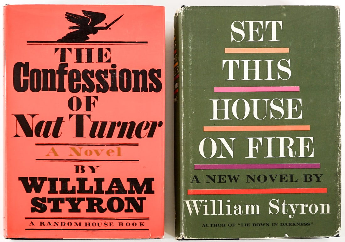 William Styron (2) SIGNED w/ Inscription Books: 1) Set This House on Fire Random House. 1960 1st with clipped dust jacket. 2) The Confessions of Nat Turner. Random House 1967 1st with unclipped dust jacket. Lot measures 8.5 in. H x 6 in. W x 3 in.
