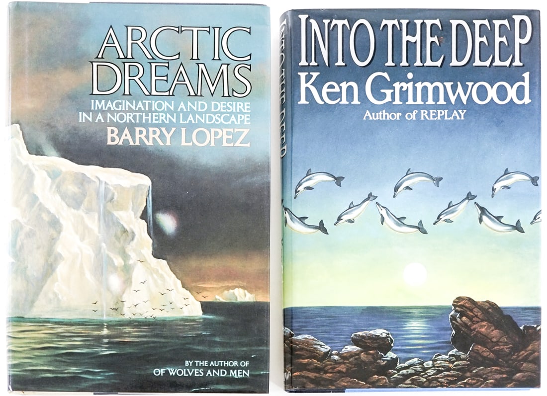 Author SIGNED w/ Inscription (2) Adventure Novels: 1) Into the Deep by Ken Grimwood. William Morrow 1995 1st with unclipped dust jacket. 2) Arctic Dreams by Barry Lopez. Charles Scribner's 1986 with clipped dust jacket. Lot measures 9.5 in. H x 6.5 in