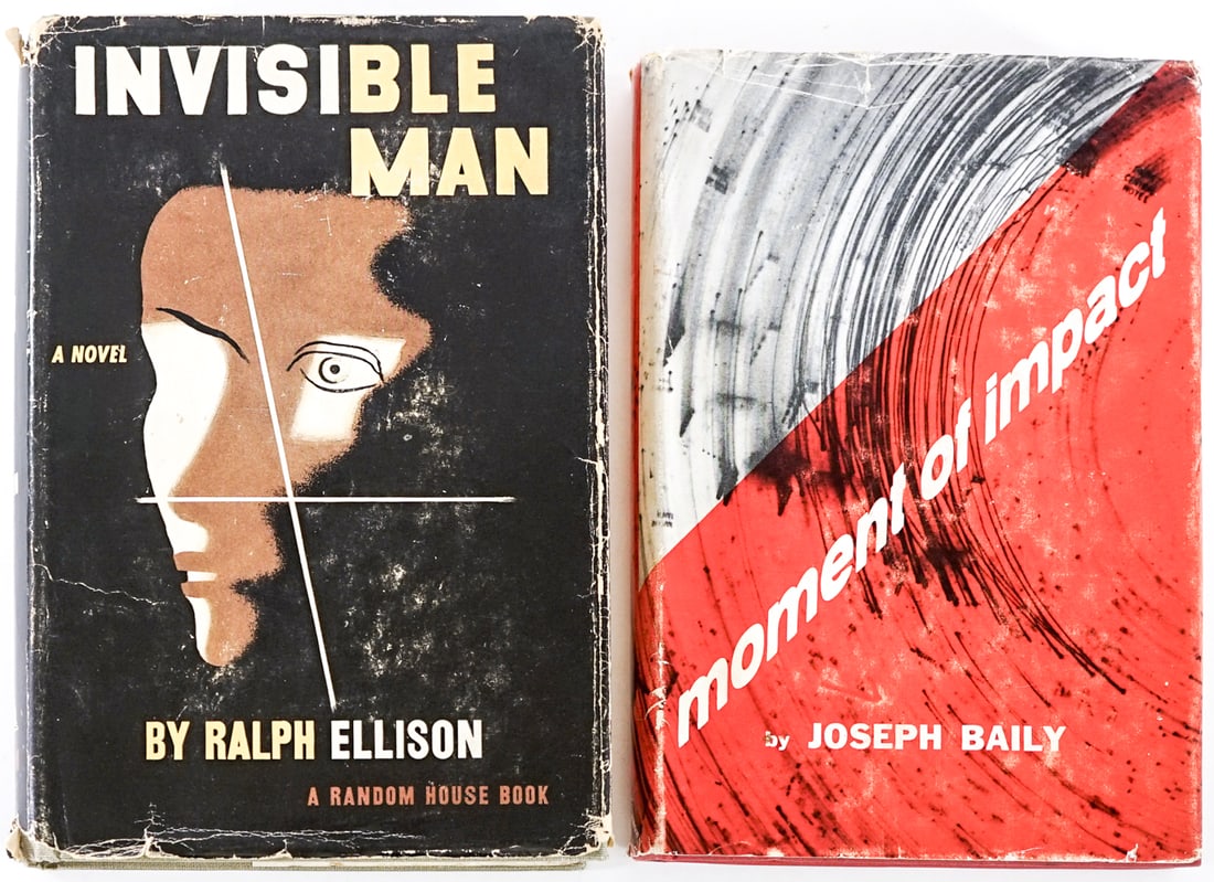 (2) Books [Ralph Ellison / Joseph Baily]: 1) Invisible Man by Ralph Ellison. Random House 1952 7th printing with unclipped dust jacket. 2) Moment of Impact by Joseph Baily signed with inscription. Little, Brown and Co. 1958 1st with clipped d