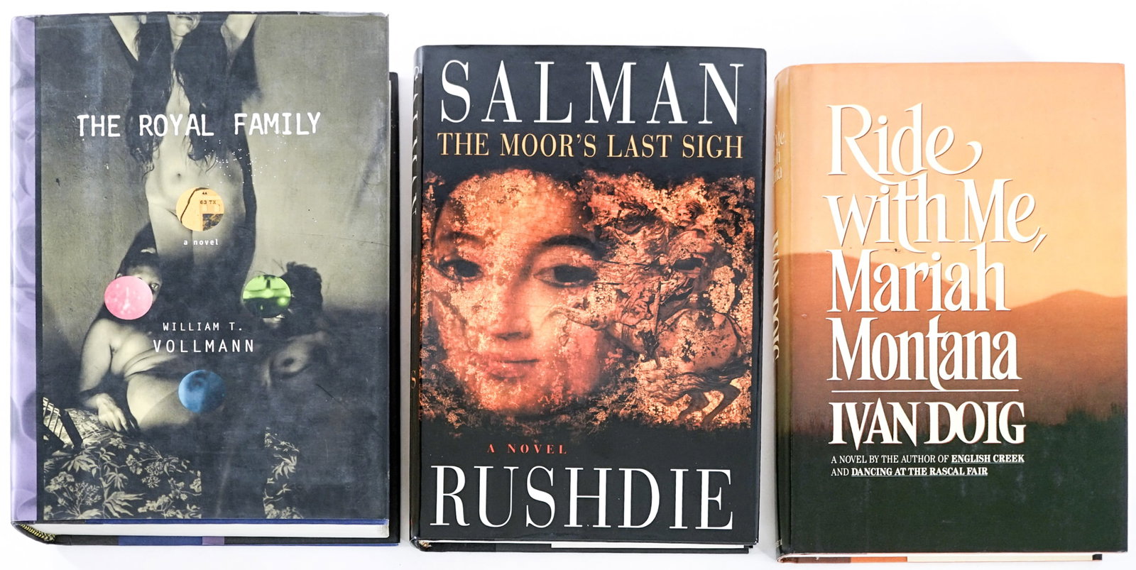 Author SIGNED (3) Books: Three (3) author signed books all with unclipped dust jackets include: 1) The Royal Family by William T. Vollmann. Viking 2000 1st. 2) The Moor's Last Sigh by Salman Rushdie. Pantheon 1995 1st America