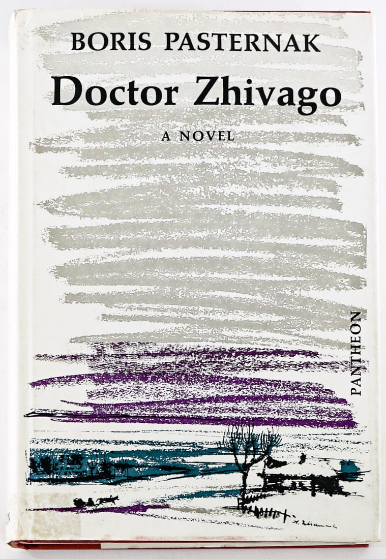 Doctor Zhivago by Boris Pasternak 1958 1st 1st: Doctor Zhivago by Boris Pasternak. Pantheon 1st 1st with unclipped dust jacket. Red covers. Owner book label inside front cover. Lot measures 8.5 in. H x 6 in. W x 1.5 in. D for shipping purposes only