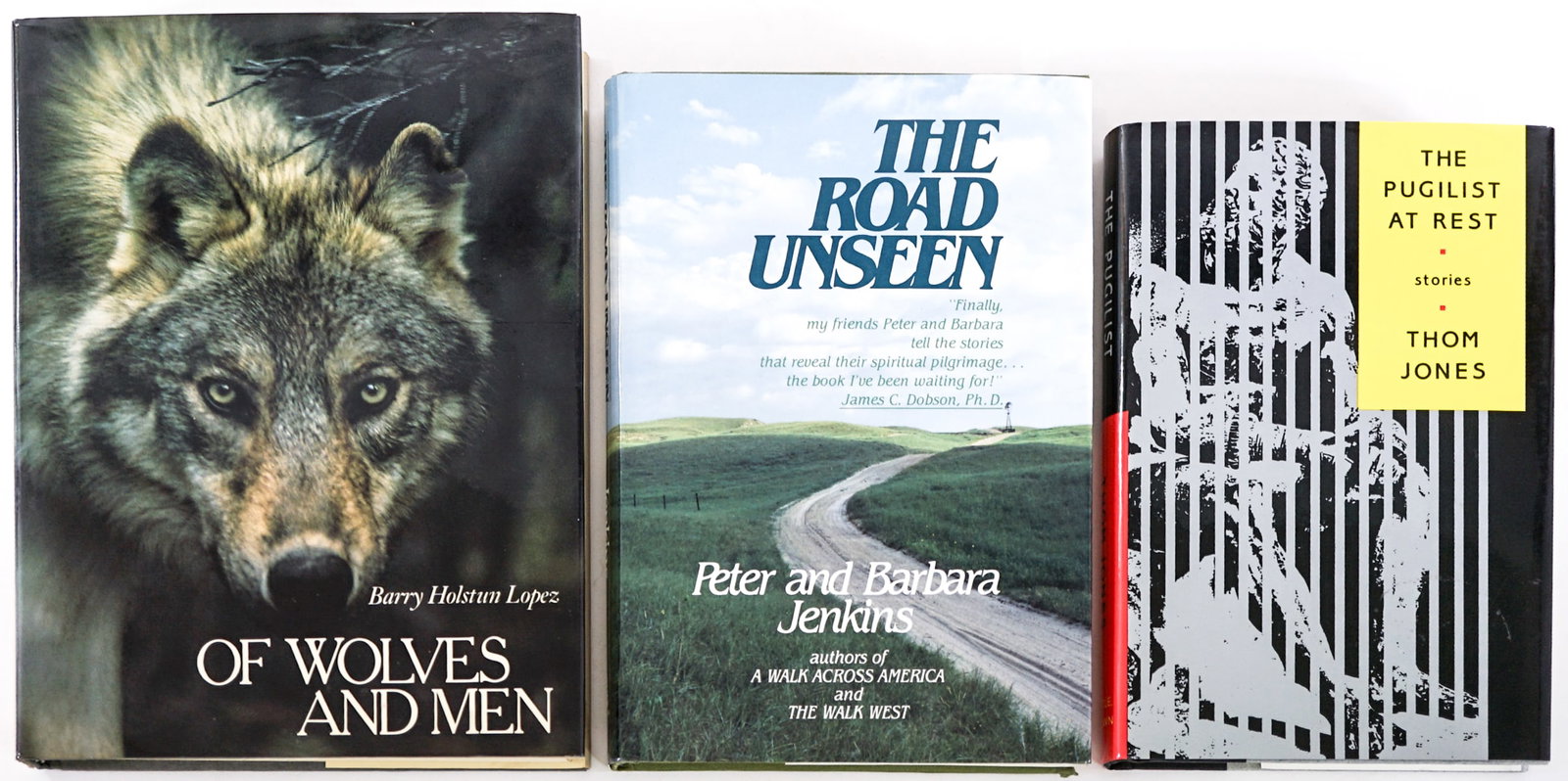 Author (3) SIGNED w/ Inscription Books: 1) Of Wolves and Men by Barry Holstun Lopez. Charles Scribner's 1978 with unclipped dust jacket. 2) The Road Unseen by Peter and Barbara Jenkins. Thomas Nelson 1985 second printing with unclipped dust