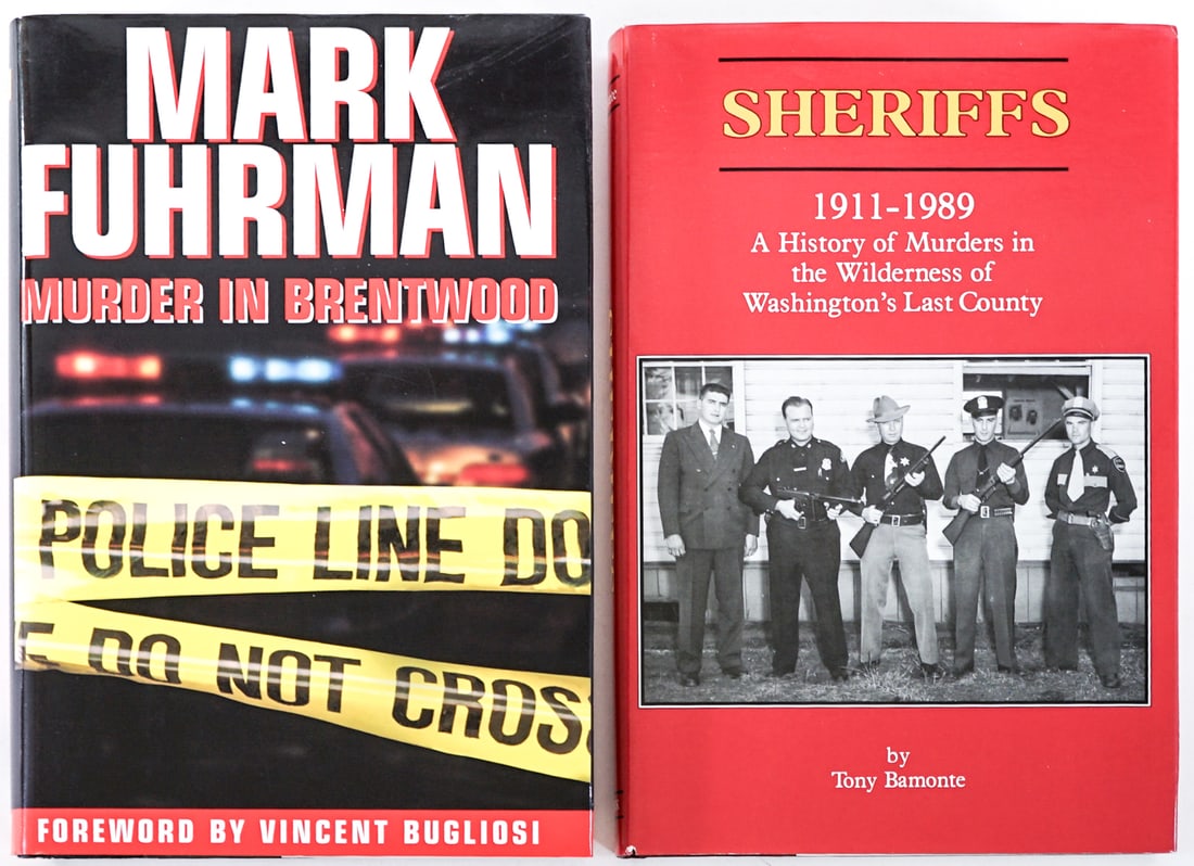 Mark Fuhrman; Tony Bamonte (2) SIGNED Books: 1) Mark Fuhrman - Murder in Brentwood signed with inscription. Regnery 1997 with unclipped dust jacket. 2) Sheriffs - A History of Murders in the Wilderness of Washington's Last County by Tony Bamonte