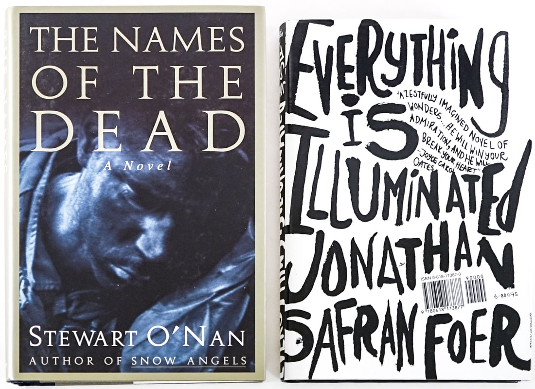 Author SIGNED (2) Books [Jonathan Safron Foer]: 1) Everything is Illuminated by Jonathan Safran Foer signed on title page. Houghton Mifflin 2002 with unclipped dust jacket. 2) The Names of the Dead by Stewart O'Nan signed with inscription on title 