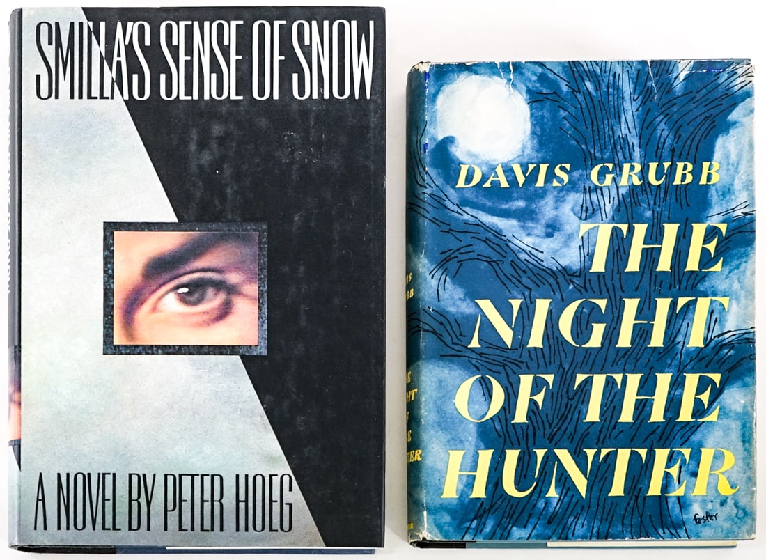 First Edition (2) Books: 1) Smilla's Sense of Snow by Peter Hoeg. Signed by translator Tiina Nunnally on title page. Farrar, Straus and Giroux 1993 with unclipped dust jacket. 2) The Night of the Hunter by Davis Grubb. Harper