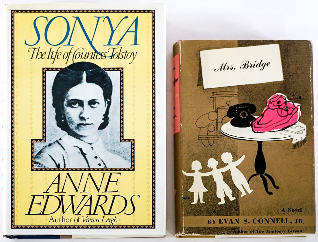 Author (2) SIGNED w/ Inscription Books: 1) Sonya, The Life of Countess Tolstoy by Anne Edwards. Also signed by Nikolai Tolstoy. Simon and Schuster 1981 with unclipped dust jacket. 2) Mrs. Bridge by Evan S. Connell, Jr. Viking 1959 with uncl