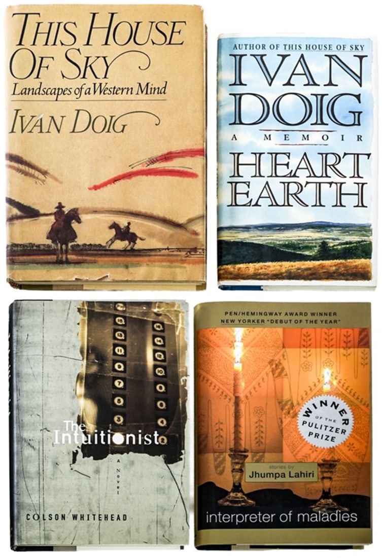 Author SIGNED (4) Books [Jhumpa Lahiri]: 1) Interpreter of Maladies by Jhumpa Lahiri signed. Houghton Mifflin 1999 with unclipped dust jacket. 2) Heart Earth by Ivan Doig signed with inscription. Atheneum 1993 with unclipped dust jacket. 3) 
