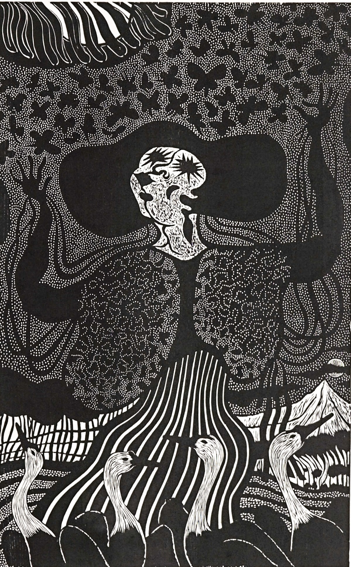 Manuel Izguierdo SIGNED AP Screen Print: Manuel Izquierdo (Portland, OR, 1925-2009) screen print pencil signed, dated 1976, titled 'Night Dance #2, stated A.P. lower margin. Image measures 23.75 x 15 in. Sheet measures 28.375 x 20 in. SHIPS 