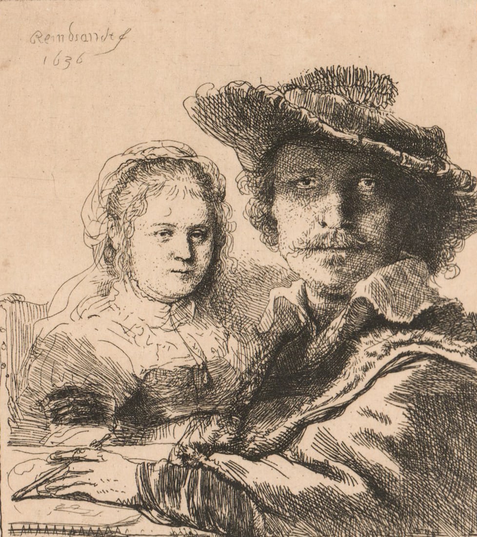 Rembrandt Etching [Self Portrait with Saskia (1 of 4)
