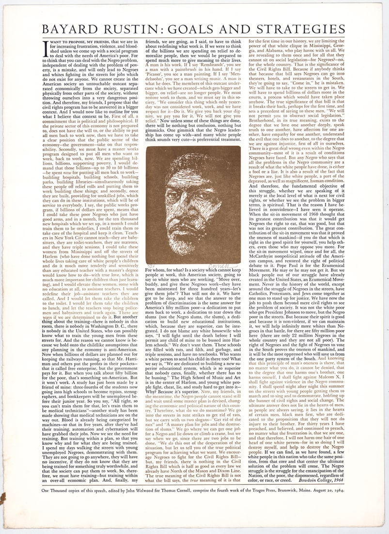 Thomas Cornell S/N Woodcut [Bayard Rustin] (1 of 4)