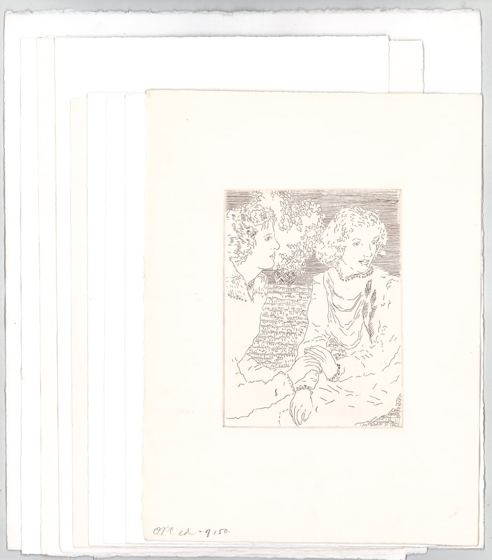 Ann Chernow (9) Etchings [Women]: Nine (9) Ann Chernow (Connecticut b. 1936) etchings Eight (8) are pencil signed. Includes a duplicate. Sheets measure 15 to 18 in. x 11 to 16 in. Unframed, loose and not mounted or glued down. Lot mea