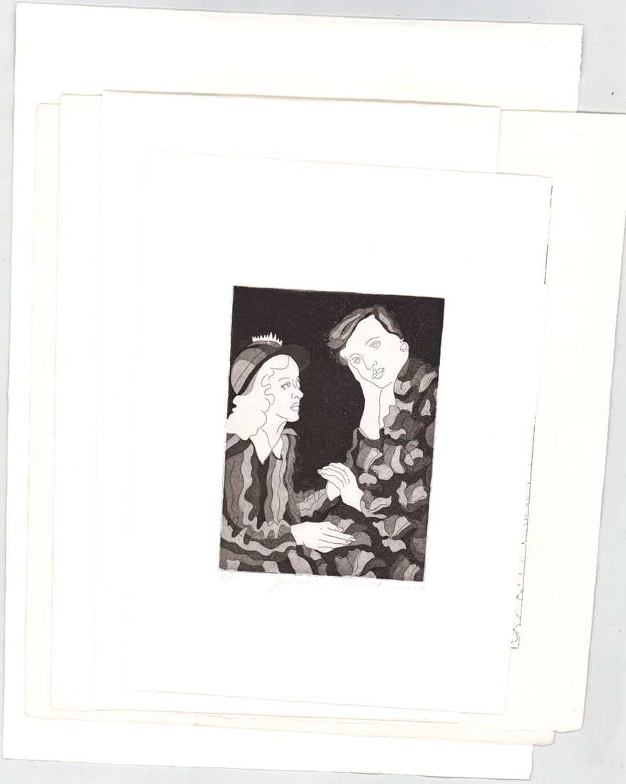 Ann Chernow (6) S/N Etchings (Women): Six (6) Ann Chernow (Connecticut, b. 1936) etchings. Sheets measure 12 to 21 in. x 10 to 15.5 in. Unframed, loose and not mounted or glued down. Lot measures 21.5 x 16.5 x .25 inches for shipping purp