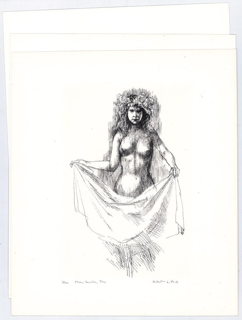 Herbert Fink (3) S/N Etchings [Nude] (1 of 4)