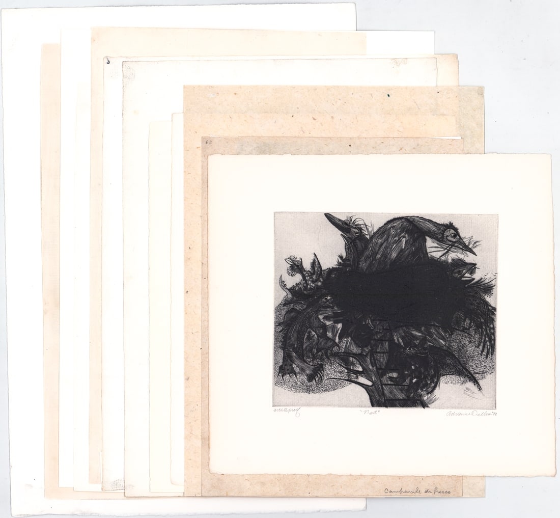 Various Artists (12) Prints [Nelson Dawson]]: Twelve prints / etchings by various artists. Many pencil signed. Sheets measure 10.5 to 16 in. x 7.25 to 17.75 in. Unframed, loose and not mounted or glued down. Note one print is glued down to a shee