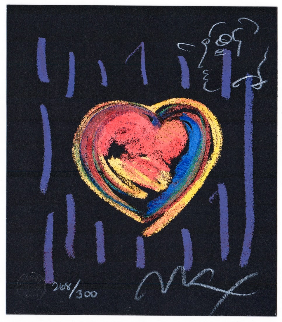 Peter Max S/N Litho w/ Original Drawing [Heart] (1 of 3)