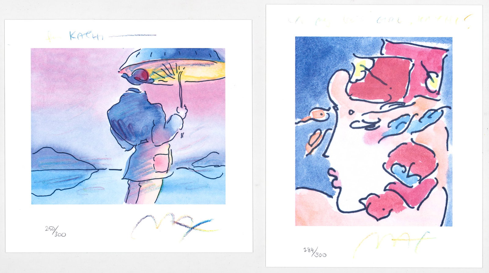 Peter Max (2) S/N Small Lithos [Umbrella Man] (1 of 8)