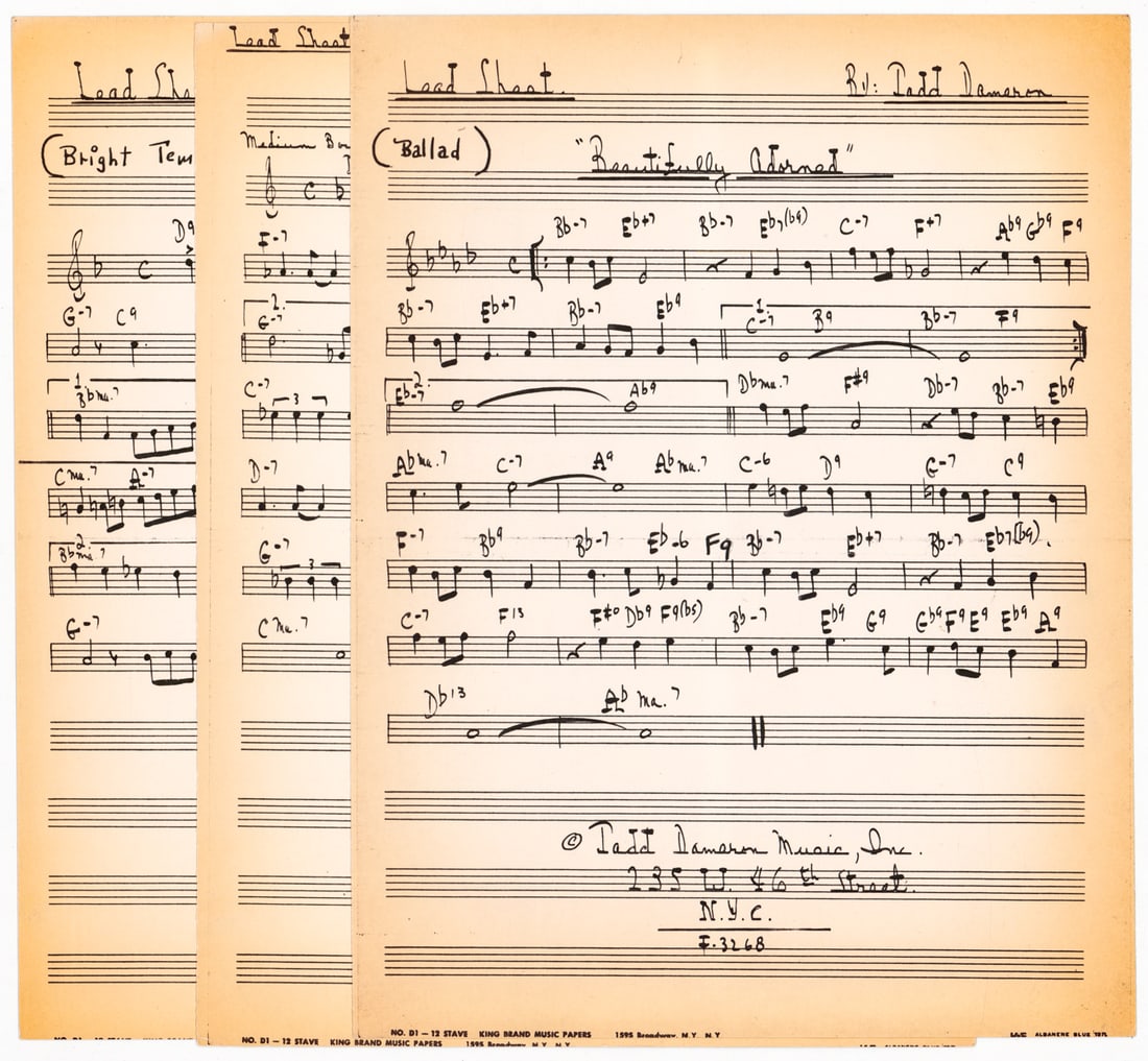 Tadd Dameron Sheet Music (3) Prints [Jazz] (1 of 4)