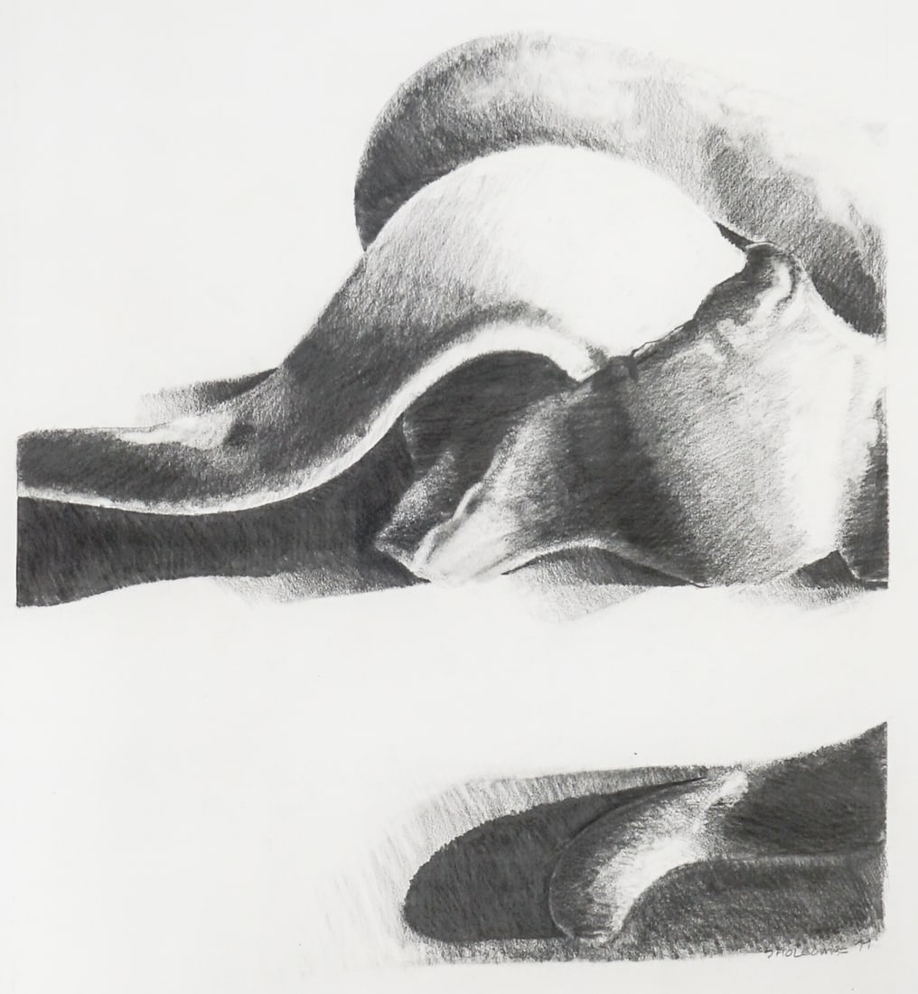 B. Holcombe Pencil Drawing: Gallery framed, measures 28 x 22 x 2 inches. The absence of a condition report does not imply that the lot is in perfect condition or completely free from wear and tear, imperfections, or the conditio