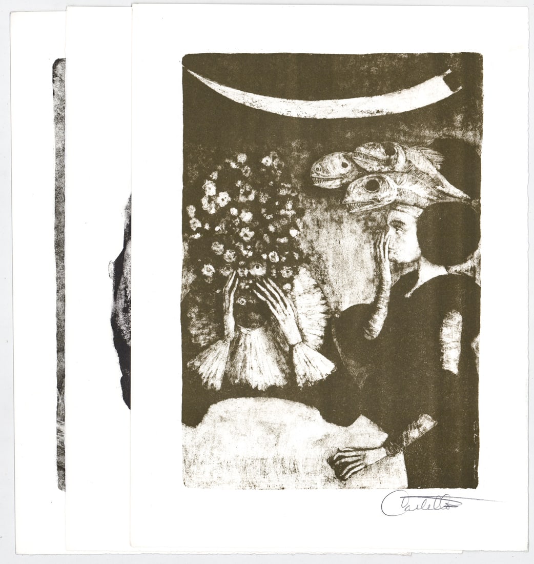 Federico Castellon (3) SIGNED Prints: Three (3) Federico Castellon (1914-1971) pencil signed prints. Sheets measure 15 x 11 in. Unframed, loose and not mounted or glued down. Lot measures 16 x 11 x .125 inches for shipping purposes. The