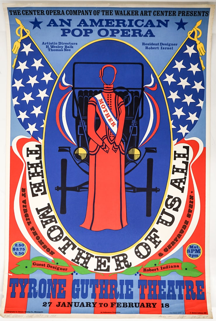 Robert Indiana Signed and Inscribed Screenprint: Measures 37 x 24 inches sheet size. F-G/G condition with creases mostly at corners and edges. Unframed, loose and glued or mounted. The absence of a condition report does not imply that the lot is in 