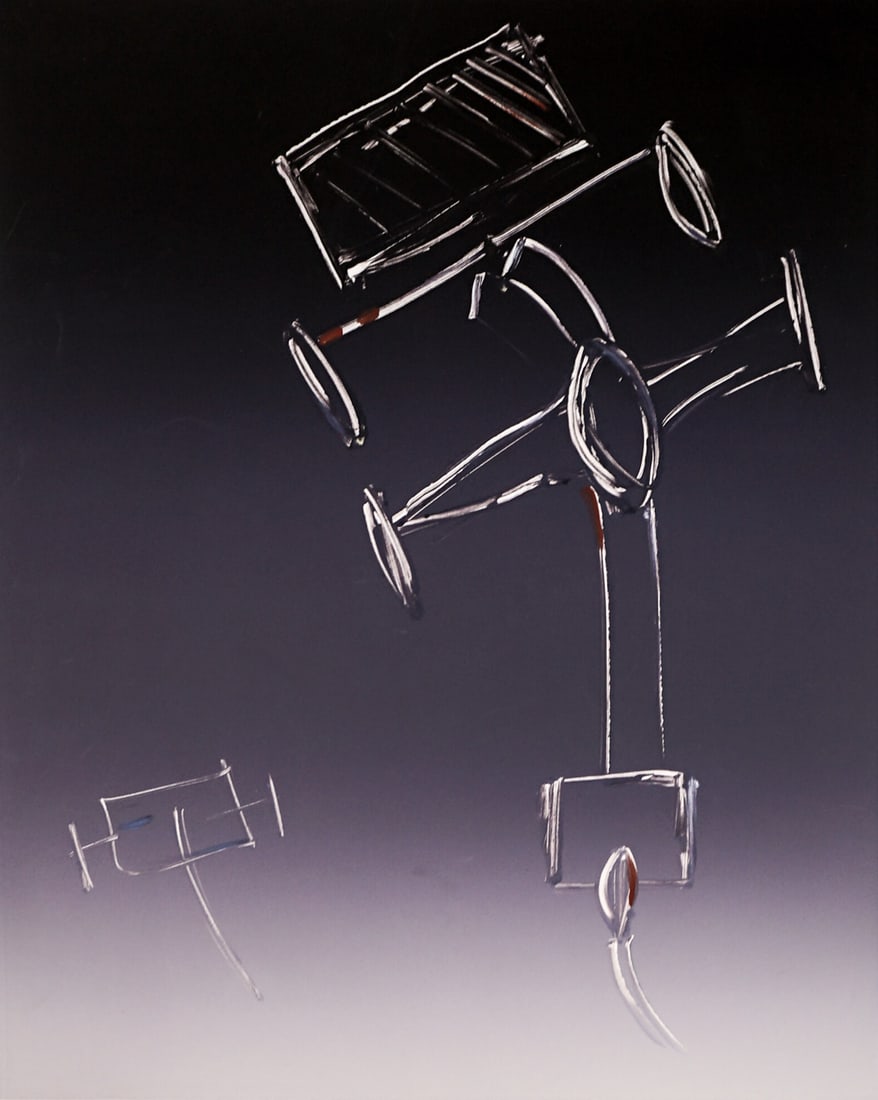 Large Monoprint [Periscopo]: Measures 41.5 x 29.5 inches sheet size. Can be shipped rolled which would result in 4 x 4 x 36 inches for shipping purposes. The absence of a condition report does not imply that the lot is in
