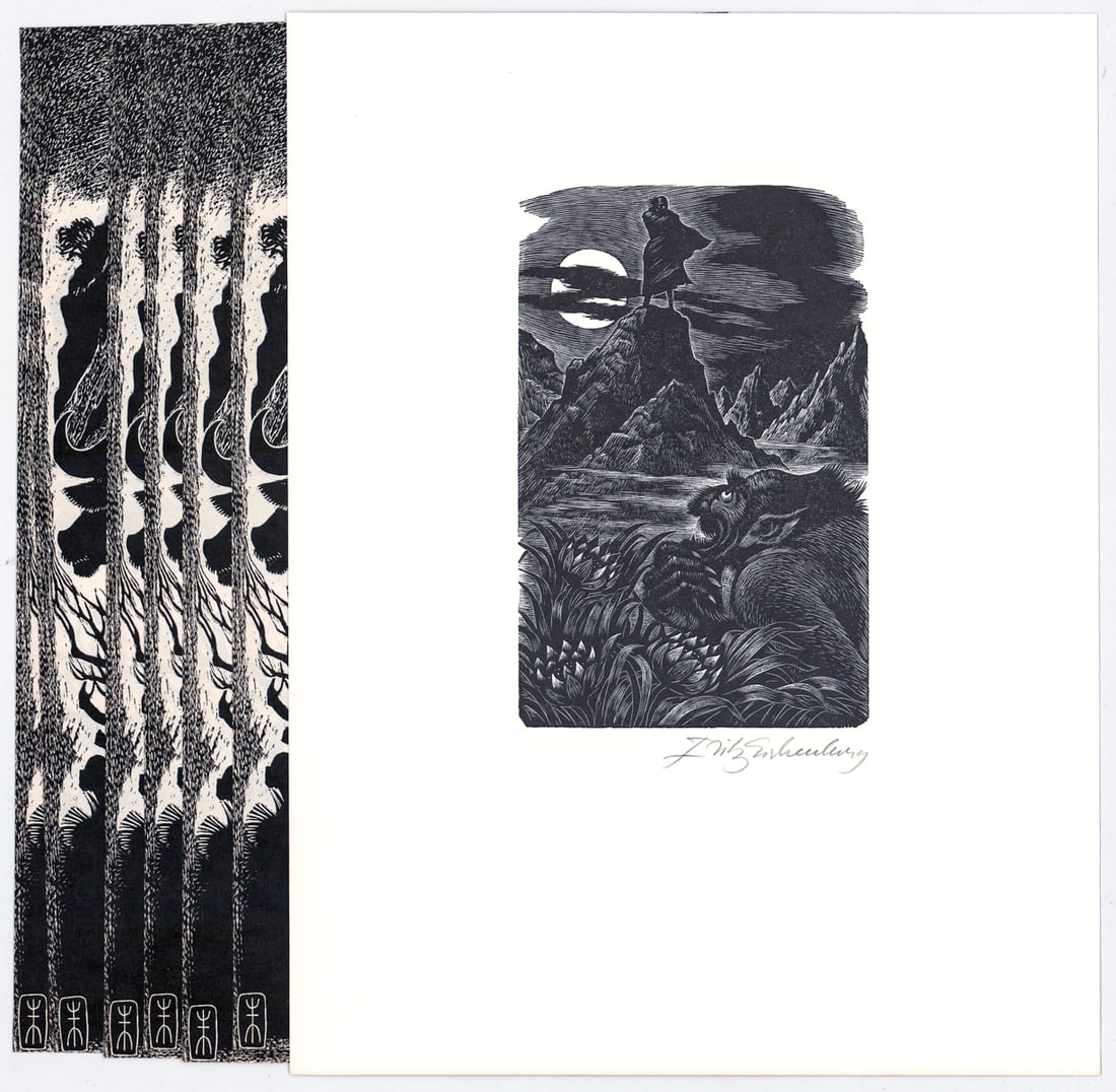 Fritz Eichenberg (7) Wood Engravings SIGNED: Includes (6 of same - Lao Tzu) and (1 - Man on Mountain). Sheets measure 10.25 x 7.25 and 10.75 x 8.125 in. Unframed, loose and not mounted or glued down. Lot measures 14 x 11 x .25 inches for