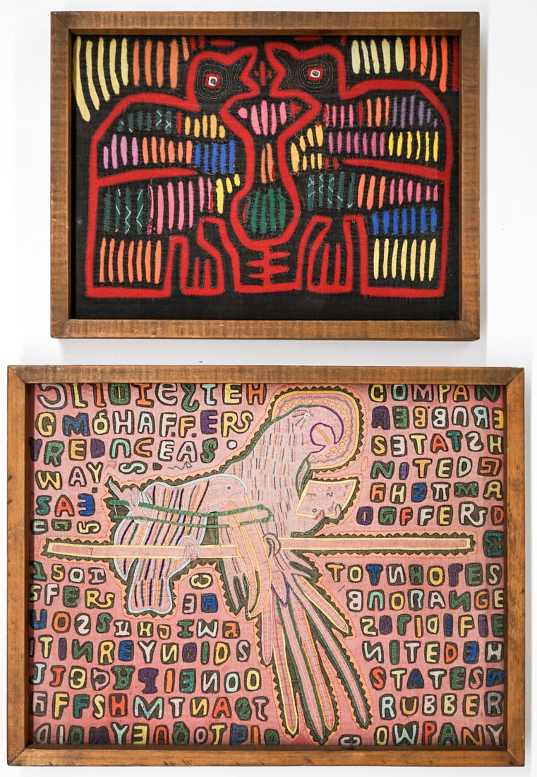 Mola (2): They measure 13.375 x 17.5 x 2 inches and 16.25 x 21 x 2 inches. Lot measures 18 x 22 x 2 inches for shipping purposes. The absence of a condition report does not imply that the lot is in perfect