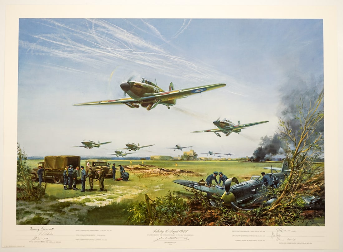 Frank Wooten Signed & Numbered Lithograph: Signed and numbered. Also, signed by six pilots. Measures 27 x 37 inches sheet size. Lot measures 30 x 40 x 1 inches for shipping purposes. Like-New in Greenwich Workshop folio. Unframed, Loose and no