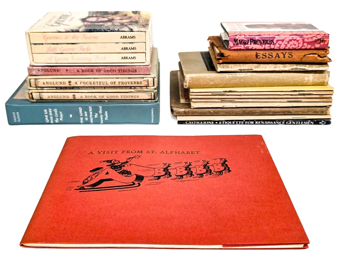 Miniature Books (18 items): Miniature Books (18 items) .Hardcover and softcover books. Lot measures 8 in. H x 14 in. W x 5 in. D for shipping purposes only. The absence of a condition report does not imply that the lot is in per