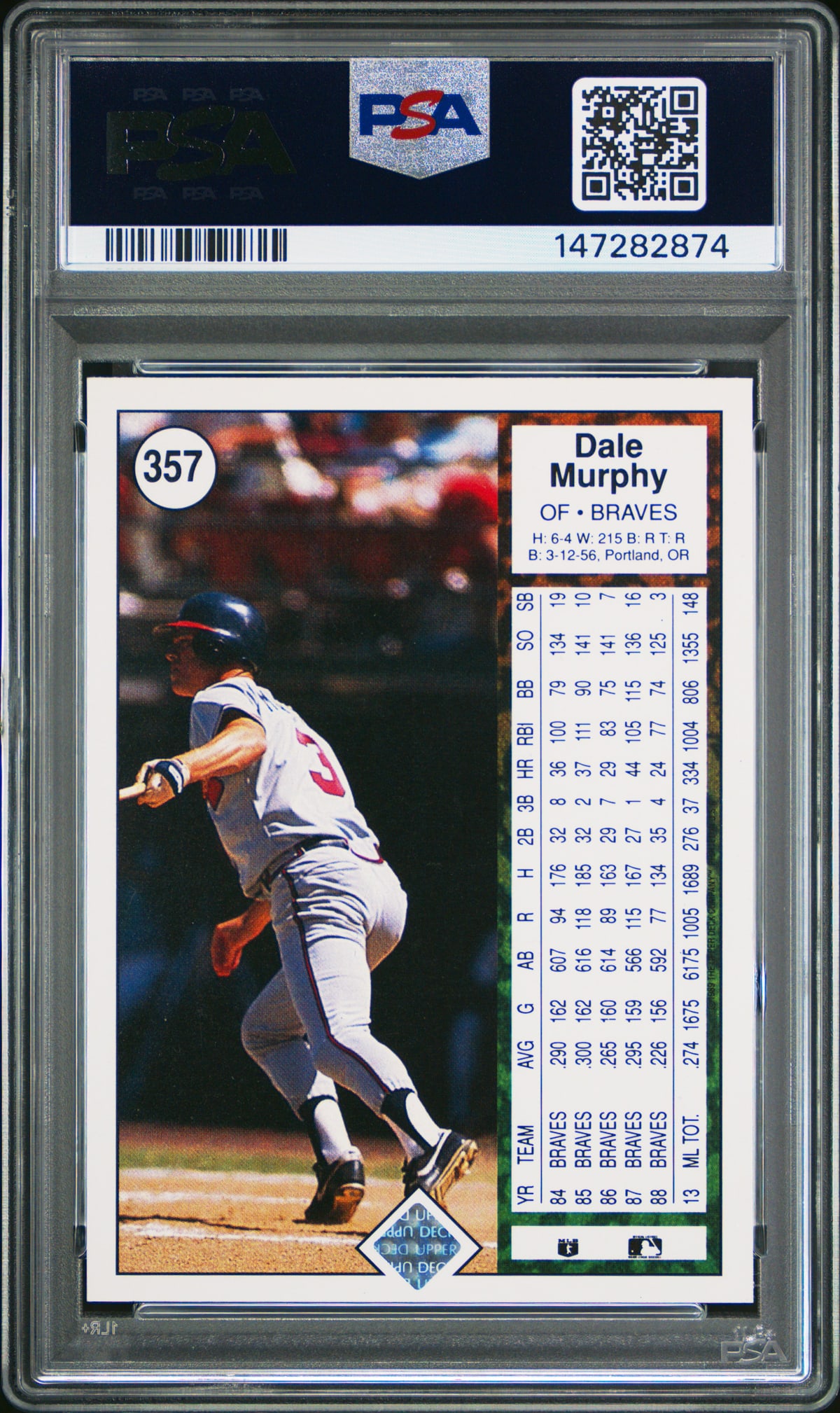Dale Murphy 1989 Upper Deck #357 PSA 9 - 2