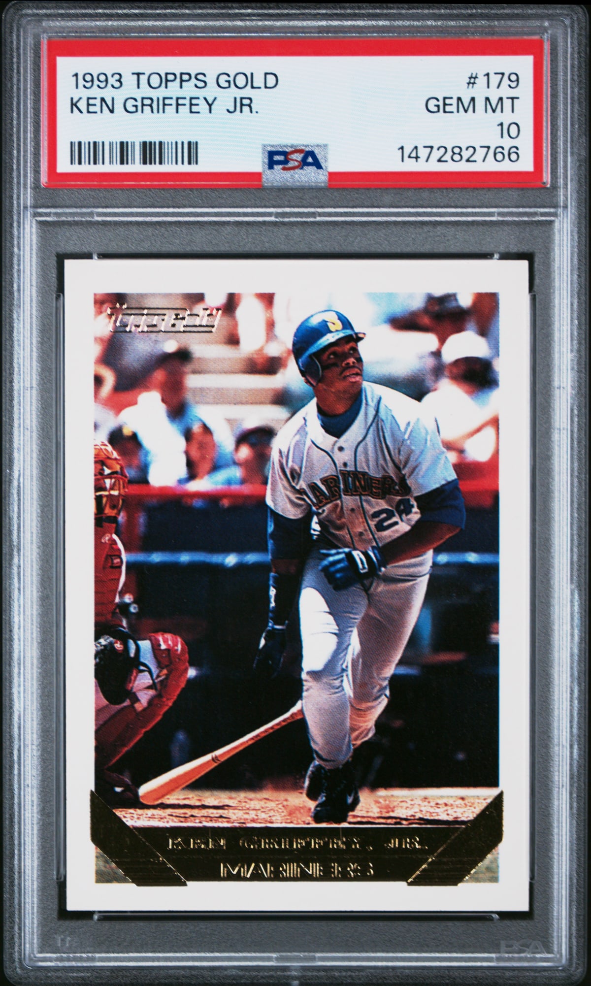 Ken Griffey Jr 1993 Topps Gold #179 PSA 10: Lot measures 5.5 x 3.5 x .25 inches for shipping purposes. The absence of a condition report does not imply that the lot is in perfect condition or completely free from wear and tear, imperfections, o