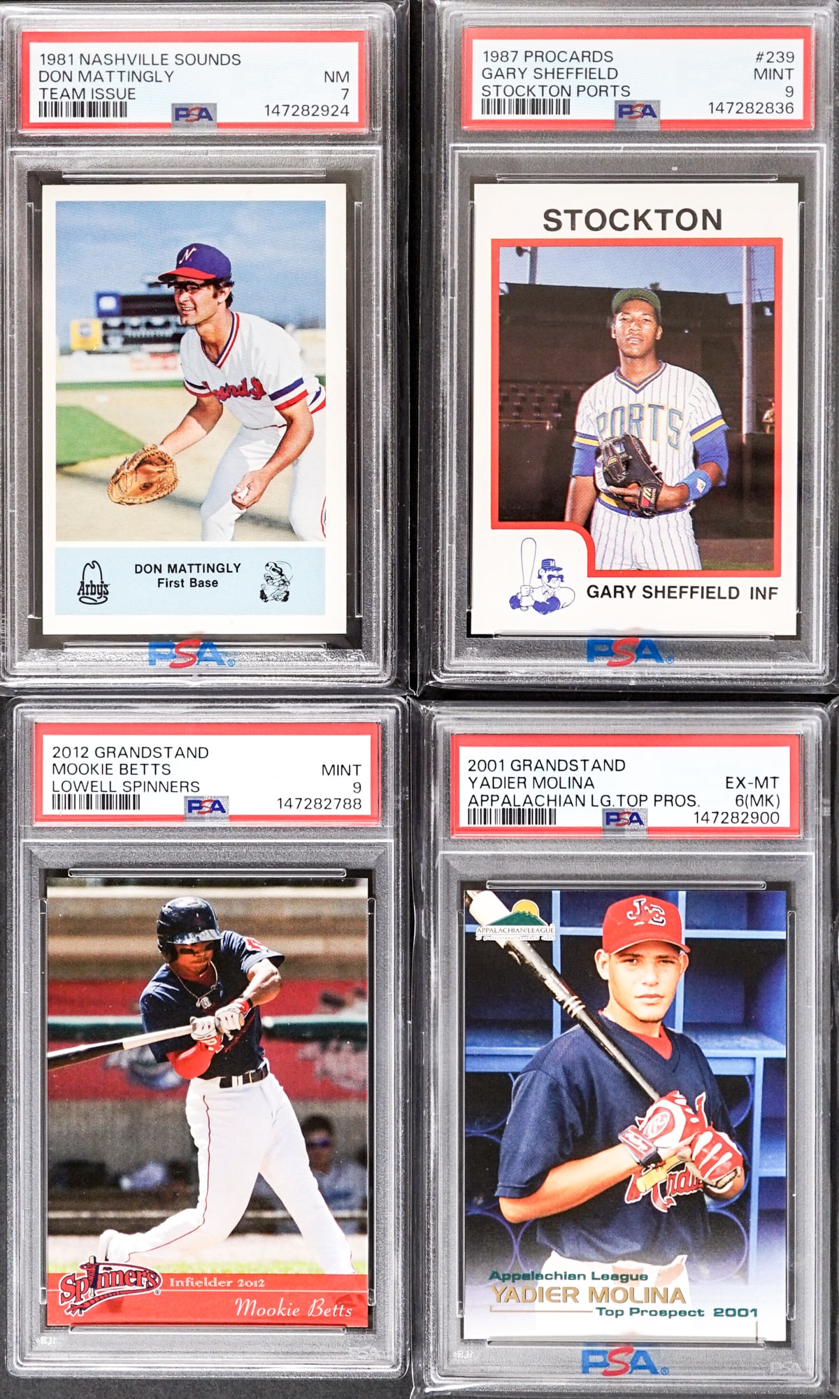 (4) Graded Cards MLB Pre-Rookie, Minor Leagues (1 of 2)
