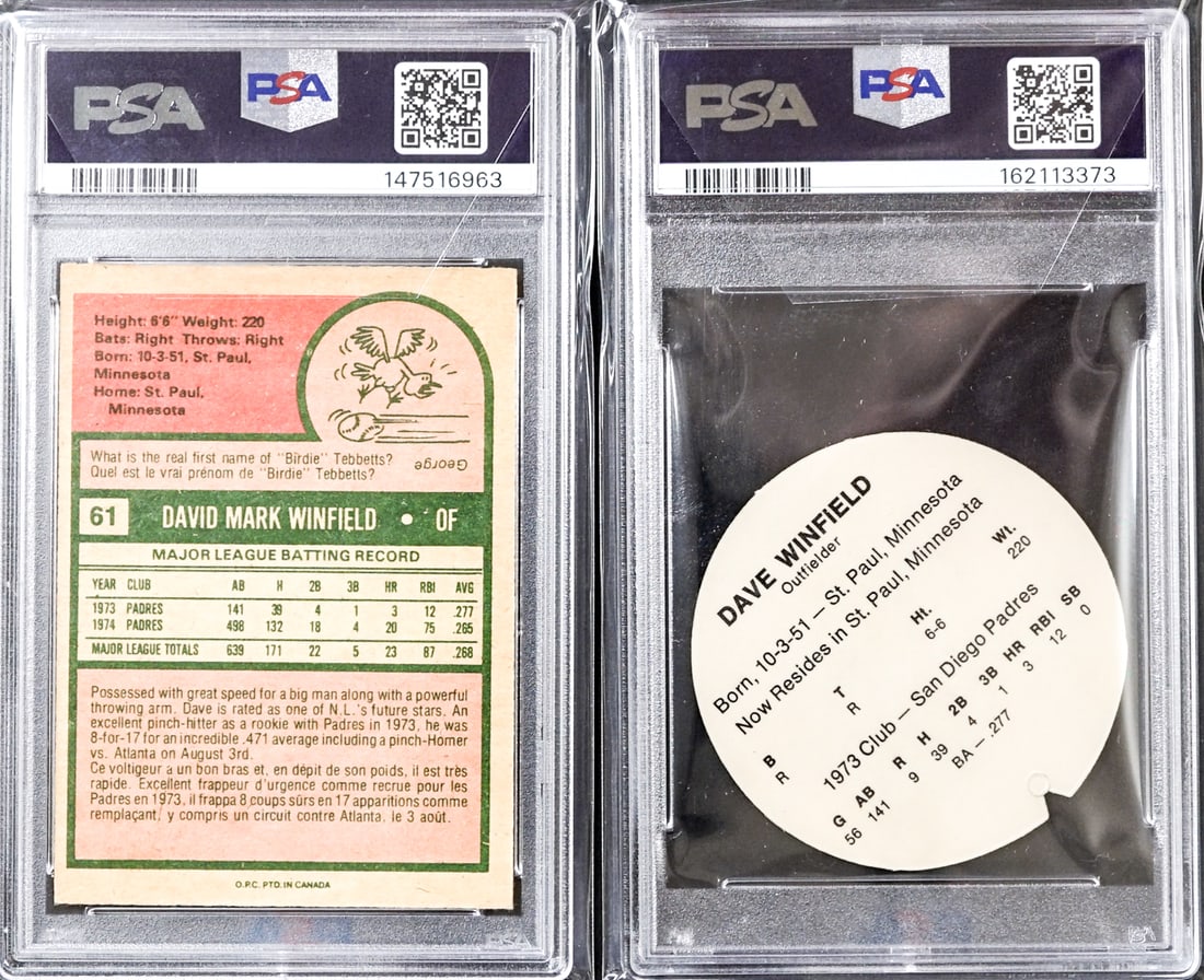 (2) Dave Winfield Graded Cards - 2
