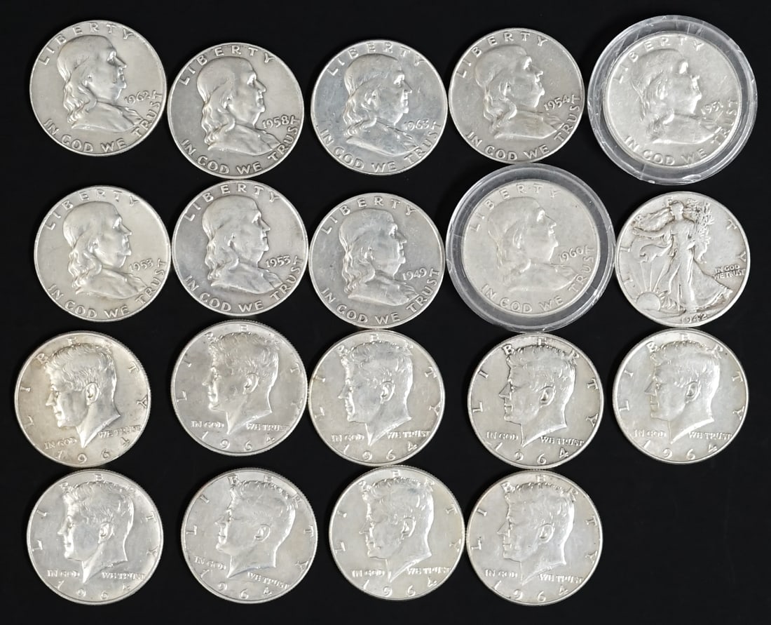 U.S. (19) Silver Half Dollars 1964 or Earlier (1 of 2)