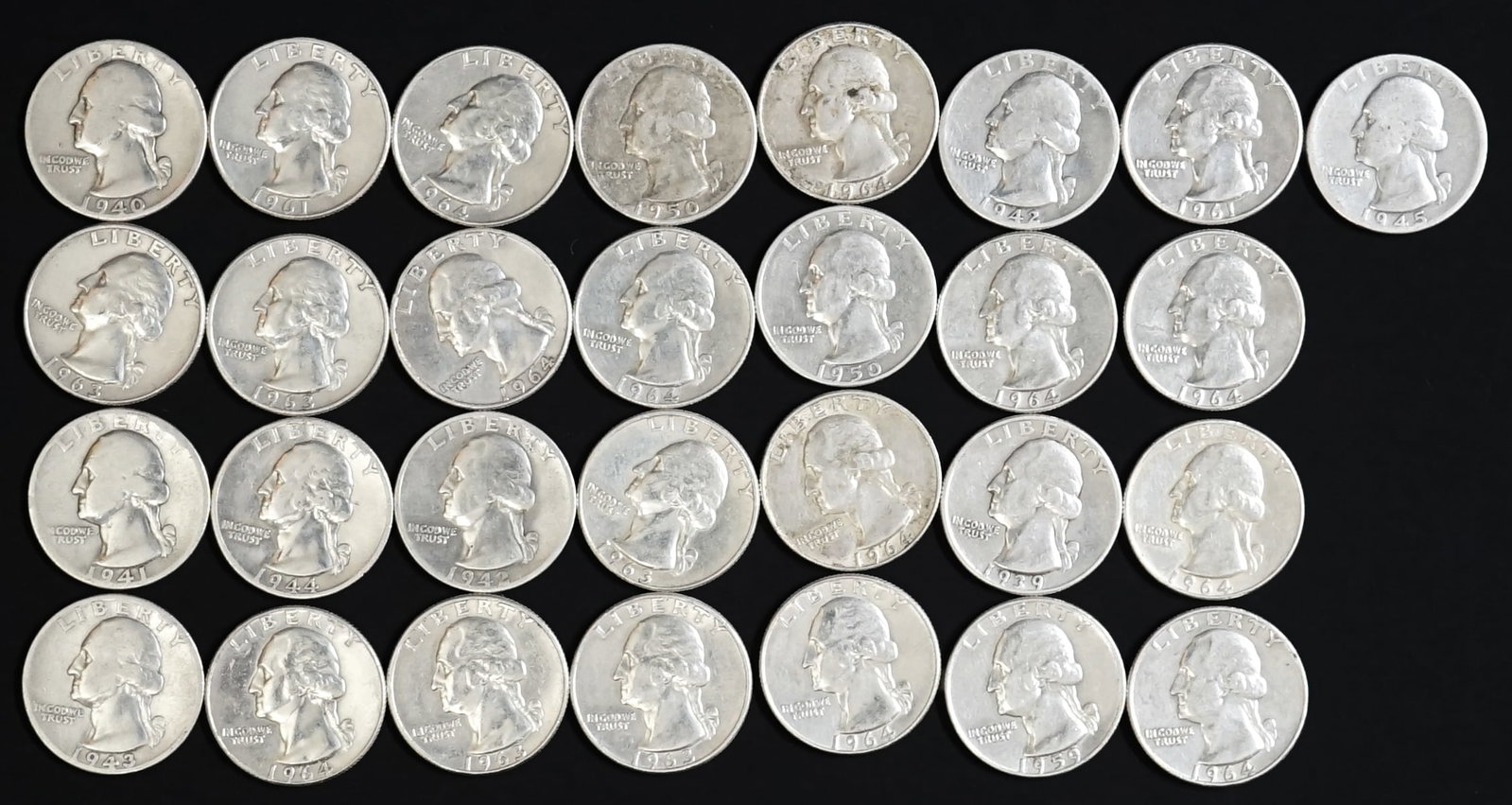 U.S. Silver (29) Quarter Dollars1964 or Earlier (1 of 2)