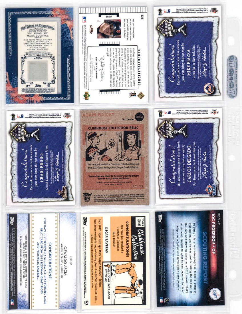 (26) MLB Insert/Swatch Cards - 3