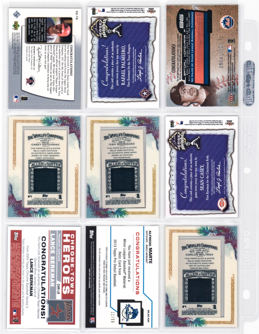 (26) MLB Insert/Swatch Cards - 5