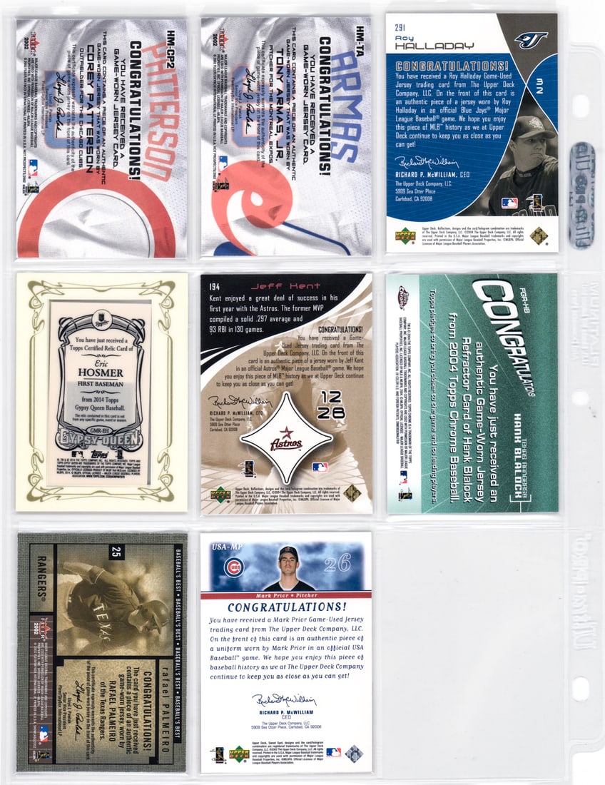 (26) MLB Insert/Swatch Cards - 7