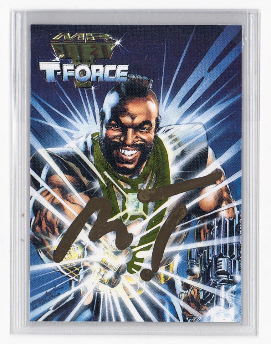 Mr. T SIGNED Trading Card BAS COA: Mr. T signed trading card accompanied with Beckett Authentication Services COA # BB27784. NM-MT/MT. Lot measures 4 x 3.5 x .5 inches for shipping purposes. The absence of a condition report does not i