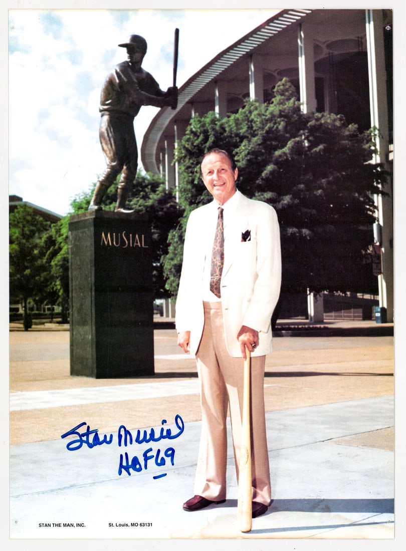 Stan Musial SIGNED Photo and Program BAS COA - 2