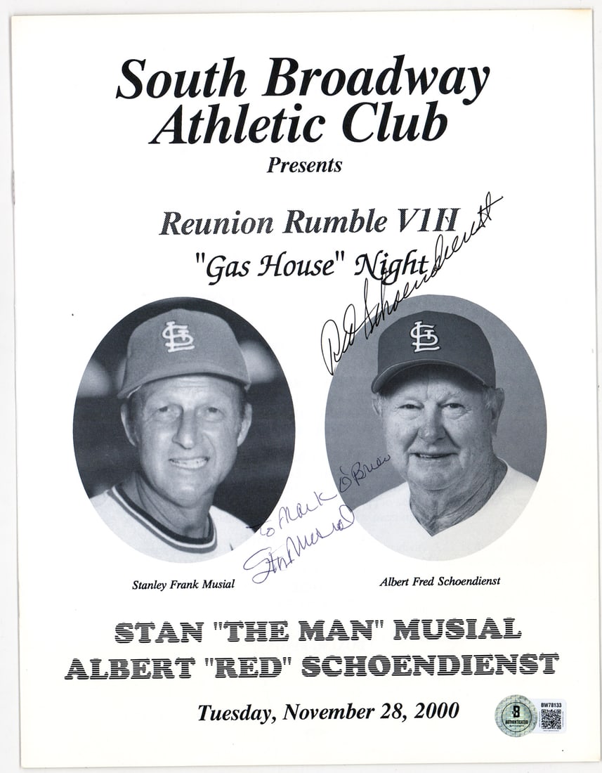 Stan Musial SIGNED Photo and Program BAS COA - 6