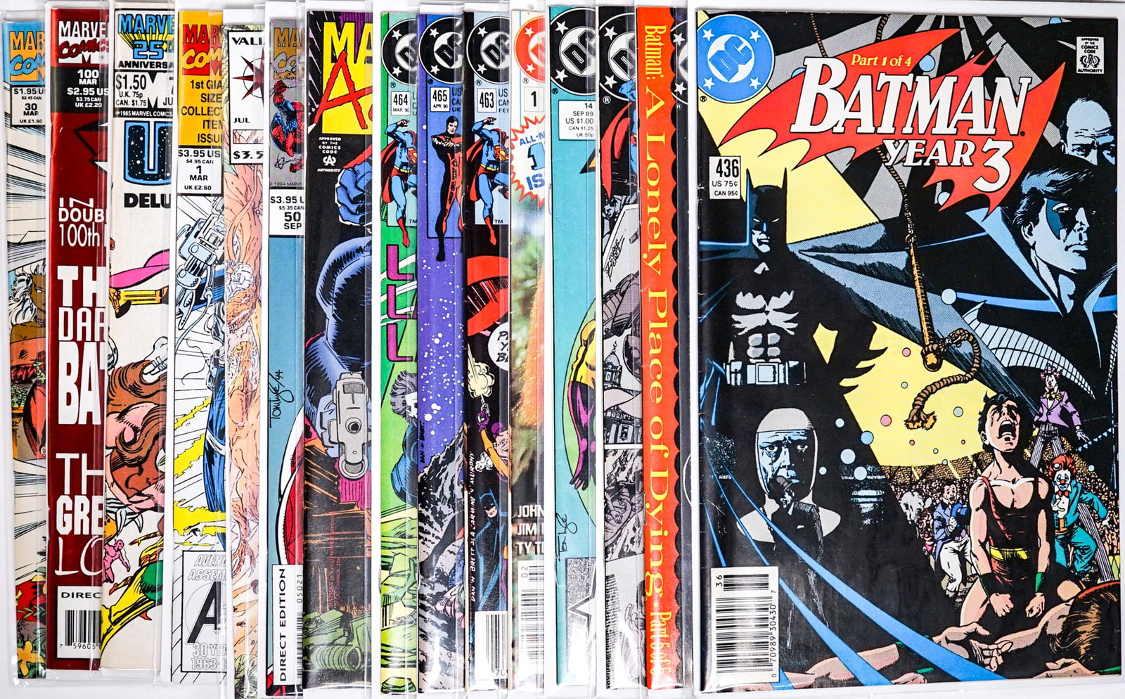 Marvel & DC Comic Books (15) X-Men and More: Includes: X-Men; X Factor; Marvel Universe; Fantastic Four; Turok; Spider-Man; Batman; Super-Man; Action. Assorted issues. Sleeved. Lot measures 10.5 x 7.25 x 2 in. for shipping purposes only. The