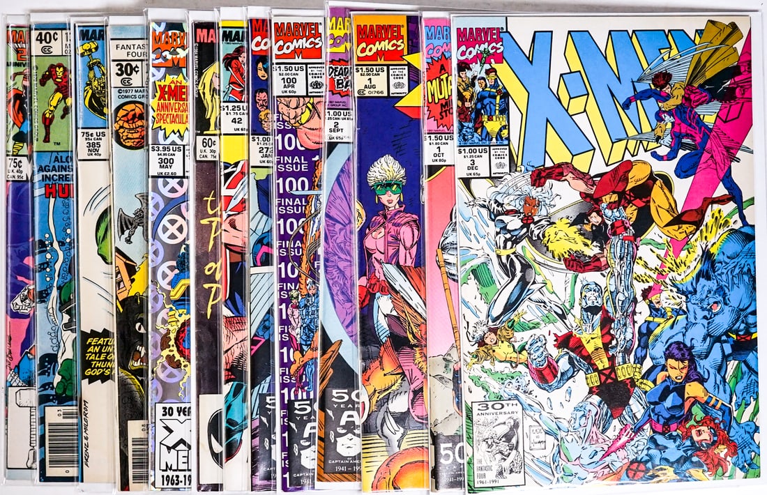 Marvel Comic Books (13) Thor; Iron Man and More: Includes: Thor; Iron Man; X-Men; Fantastic Four; New Mutants; Wolverine; X-Force. Assorted issues. Sleeved. Lot measures 10.5 x 7.25 x 2 in. for shipping purposes only. The absence of a condition repo