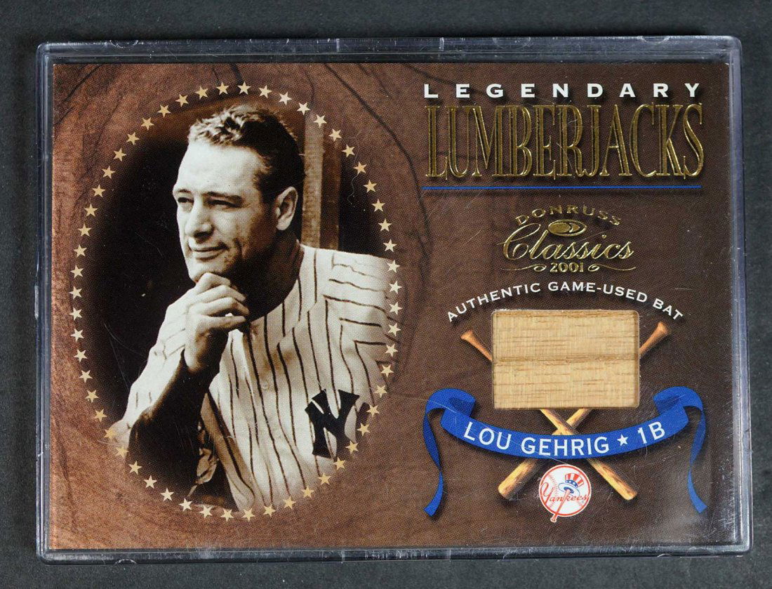 Lou Gehrig 2001 Donruss Game-Used BB Bat Card (1 of 2)
