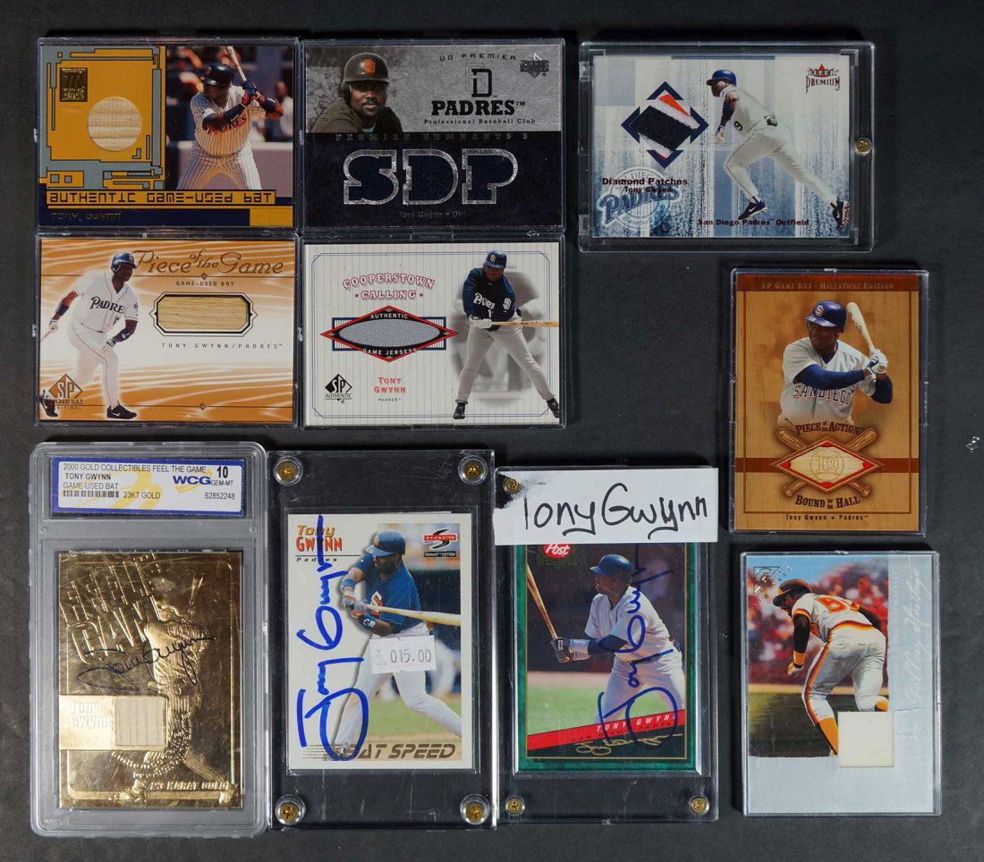 Tony Gwynn Game-Used Relic and Signed BB Cards (1 of 1)