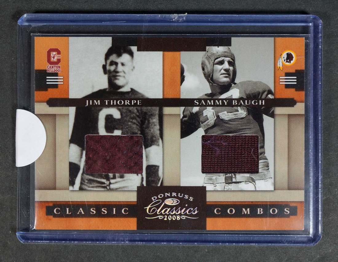 Jim Thorpe/Sammy Baugh Classics Combos FB Card: 2008 Donruss Classics Combos Jim Thorpe/Sammy Baugh football card #02/10.