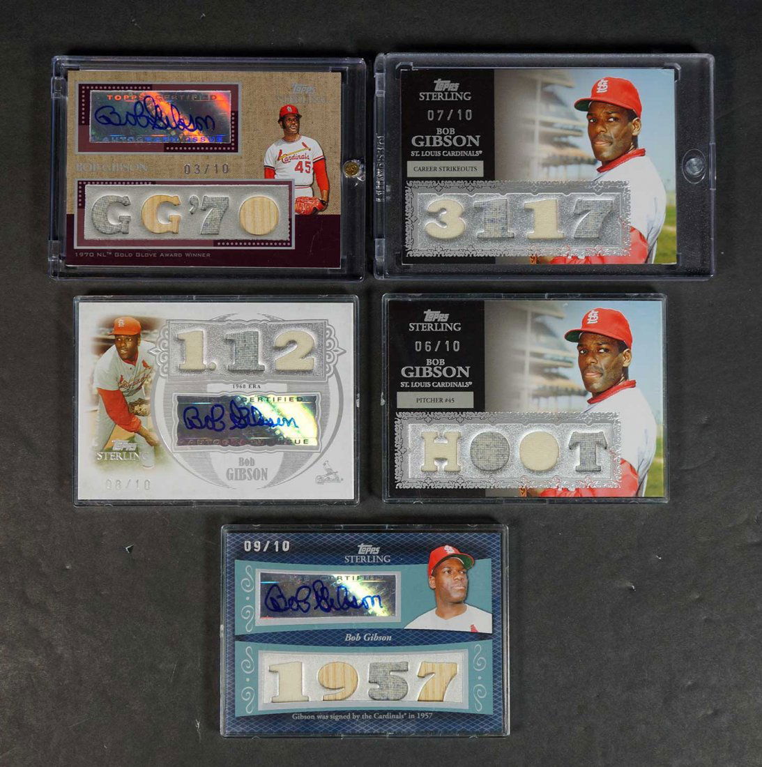 Bob Gibson Autographed, Game-Used Baseball Cards (1 of 2)