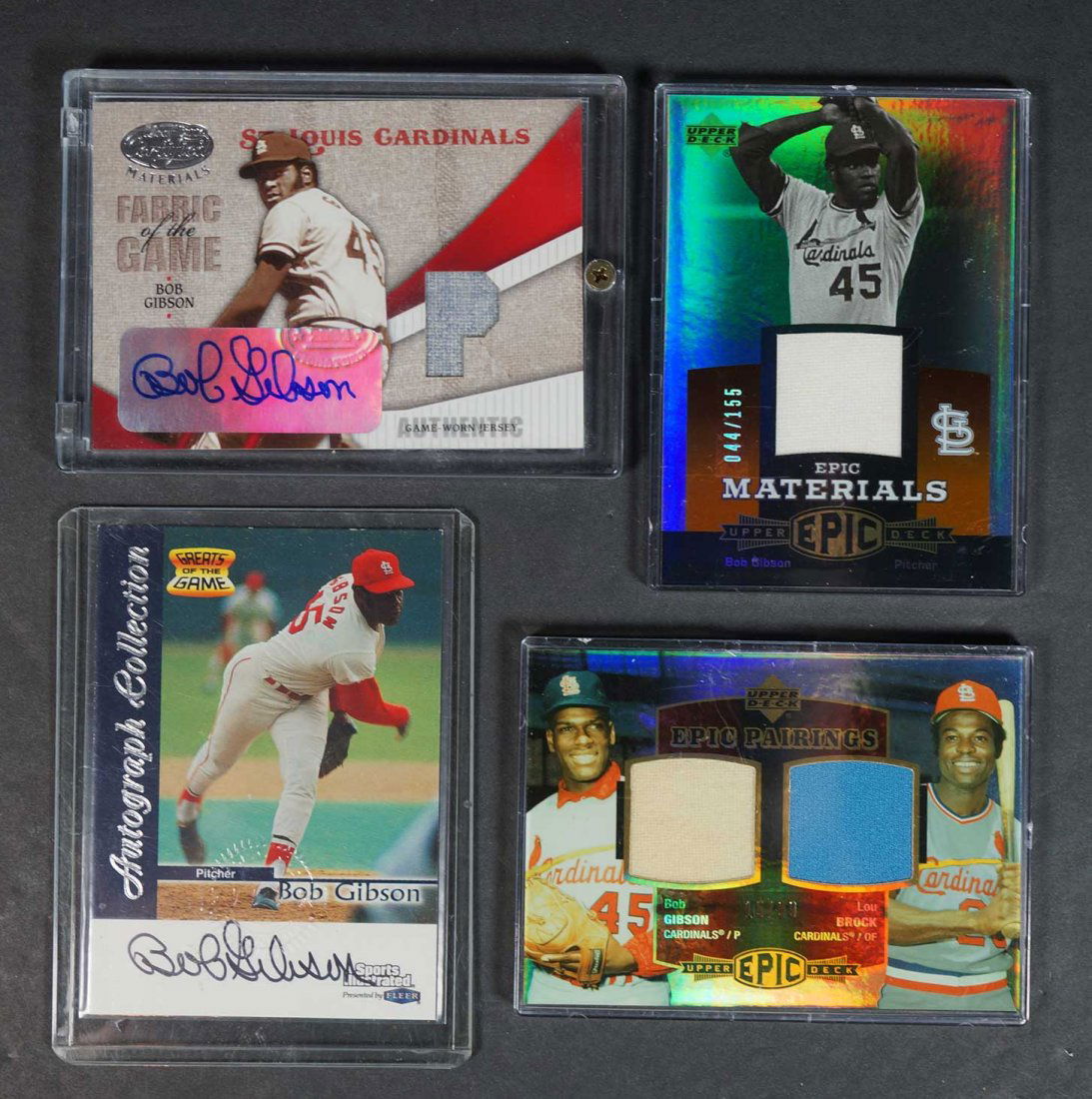 Bob Gibson Autographed, Game-Used Baseball Cards (1 of 4)