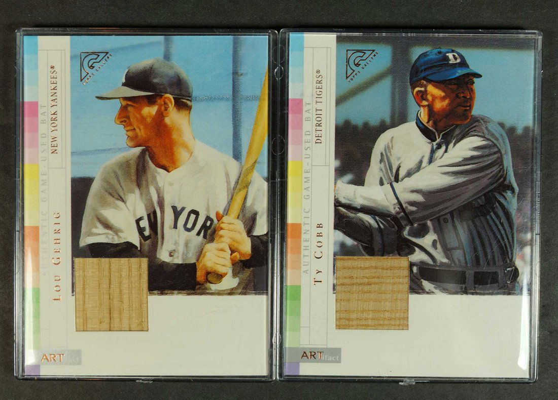Lou Gehrig, Ty Cobb Game-Used Relics BB Bat Cards (1 of 2)